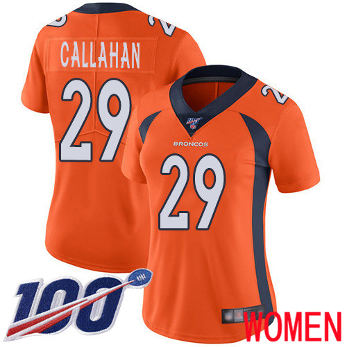 Women Denver Broncos #29 Bryce Callahan Orange Team Color Vapor Untouchable Limited Player 100th Season Football NFL Jersey